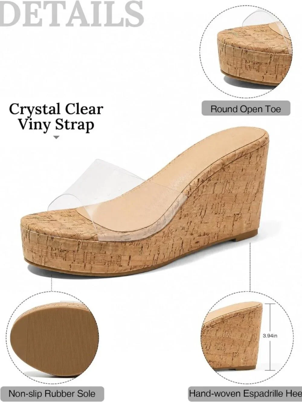 Stylish Women's Wedge Slide Sandals with Chain Decor | Espadrille Platform Mules